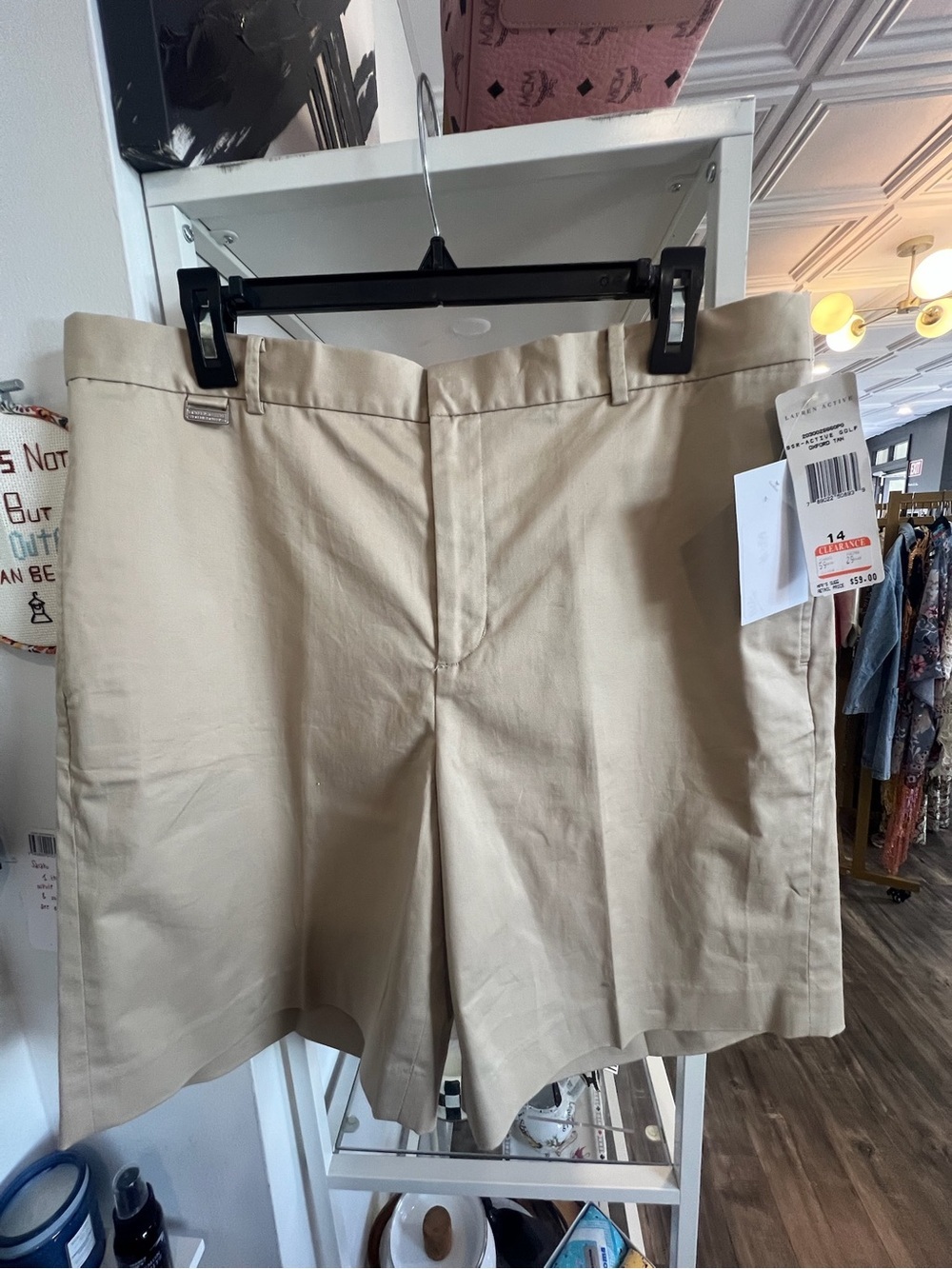 Women's Flat Front Shorts in Light Khaki NWT